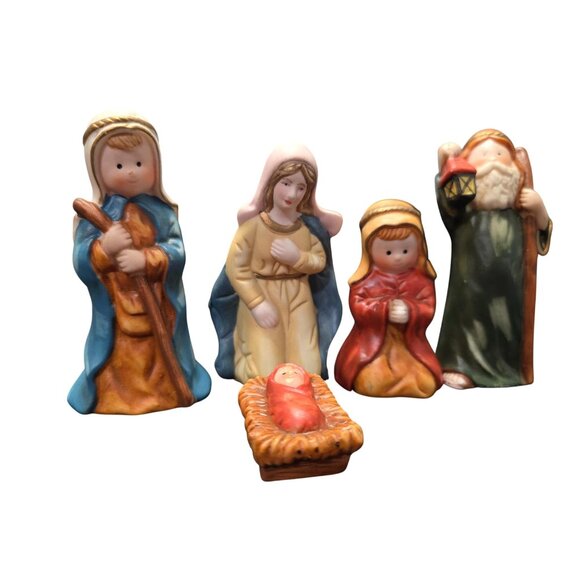 Vintage Ceramic Nativity Scene Figurines  Set Of 5 - Picture 4 of 10